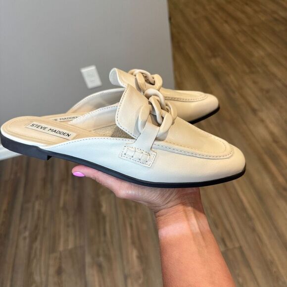 Steve Madden Cally Bone  Leather Mules 8 - Picture 2 of 8